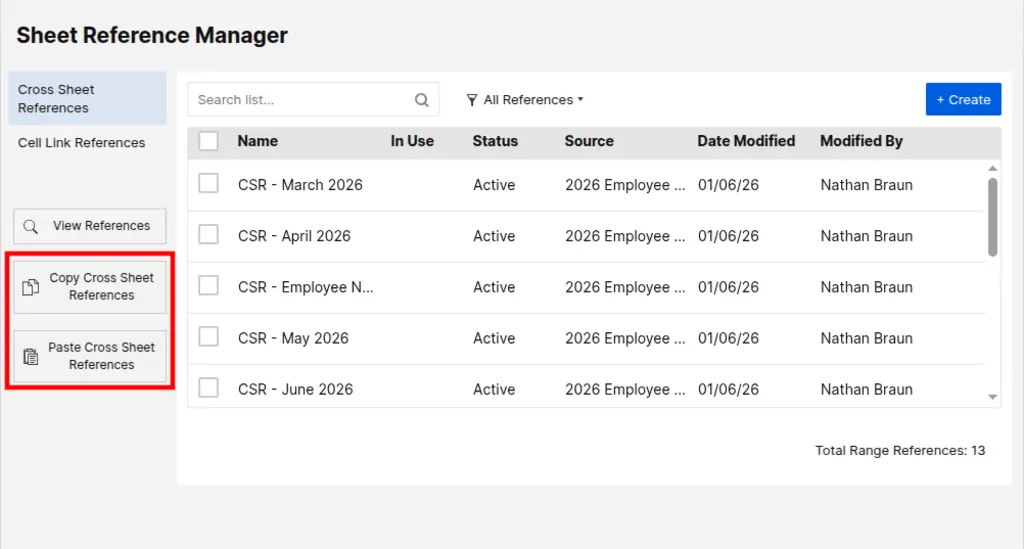 Copy and Paste Cross-Sheet References button