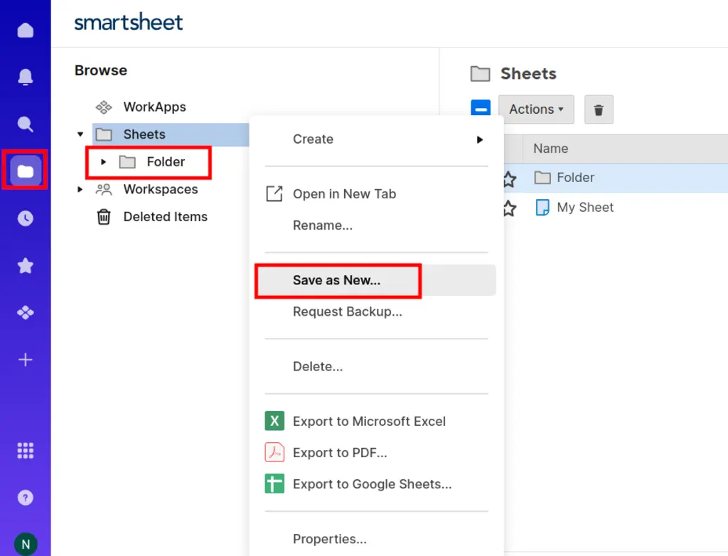 How to duplicate a sheet, report, dashboard, workspace, or folder