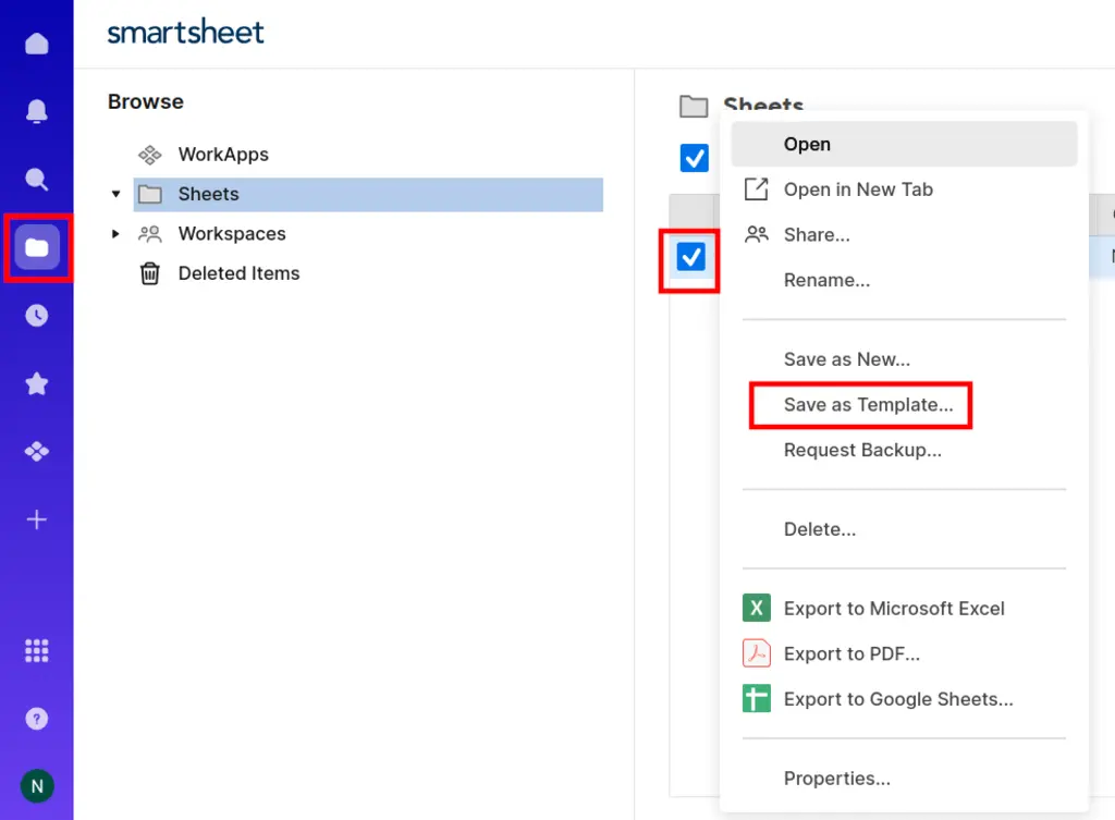 How to save a sheet as a template