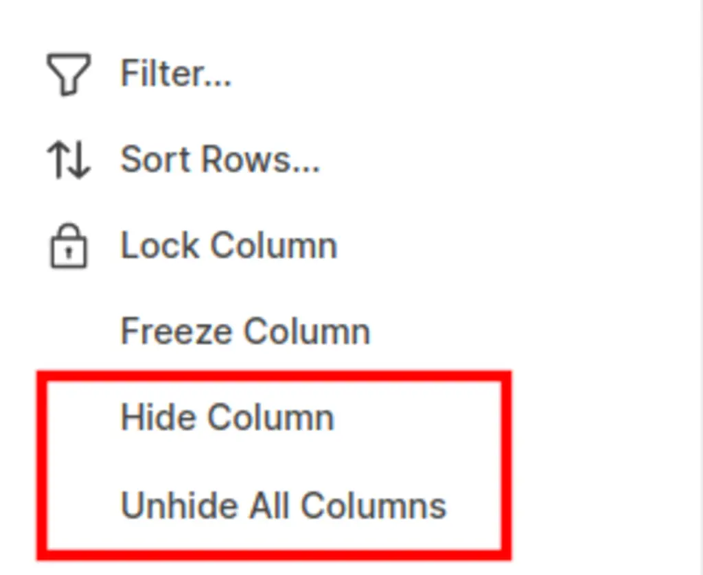 SmartSheets hide and unhide buttons