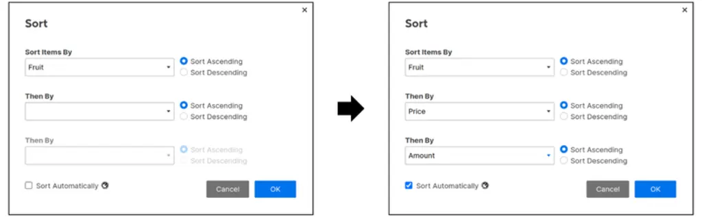 Automatically populate the sort window